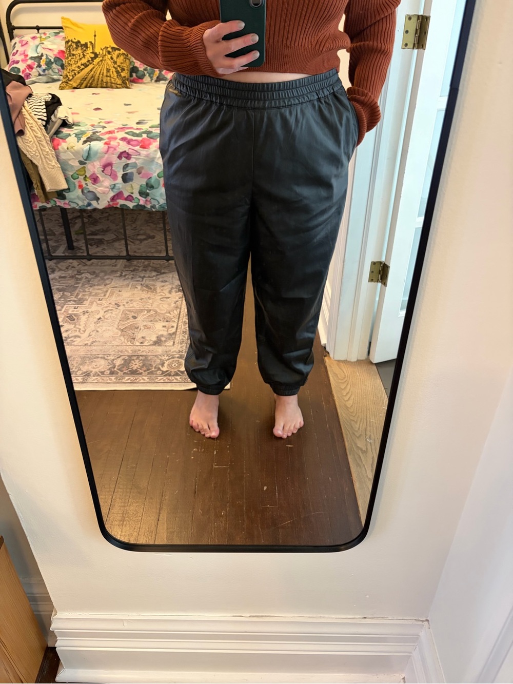 Aritzia Black vegan Leather Jogger Pants